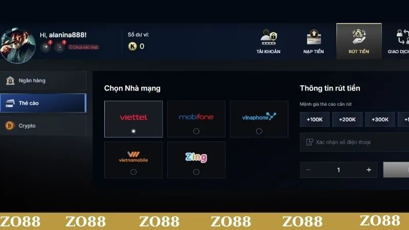 Nhập số tiền muốn rút từ tài khoản