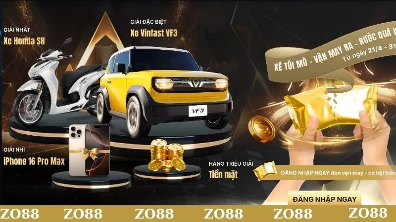 Xé túi mù rinh thưởng mỗi ngày cùng khuyến mãi zo88
